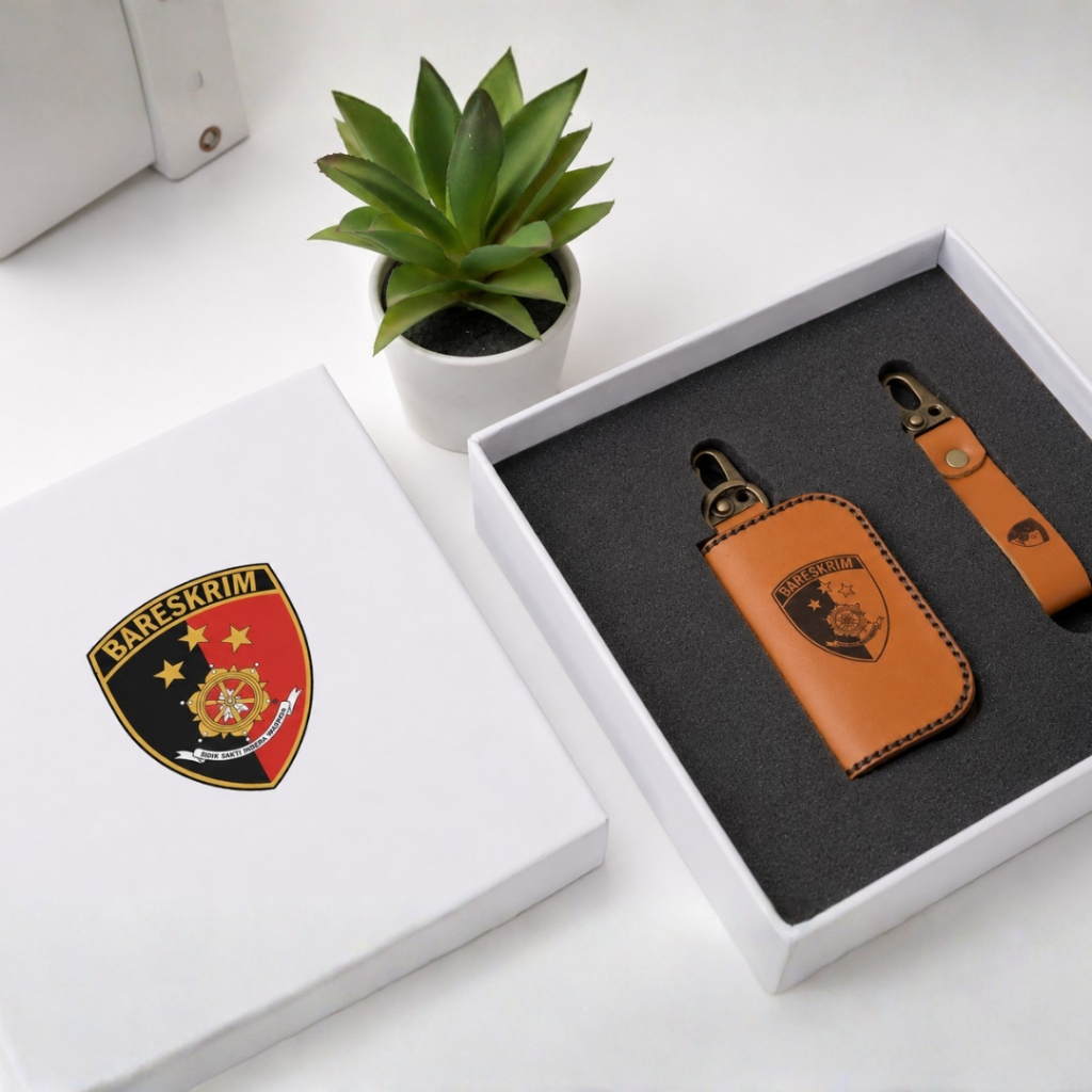 Keychain Hook Kulit Logam Black Matte